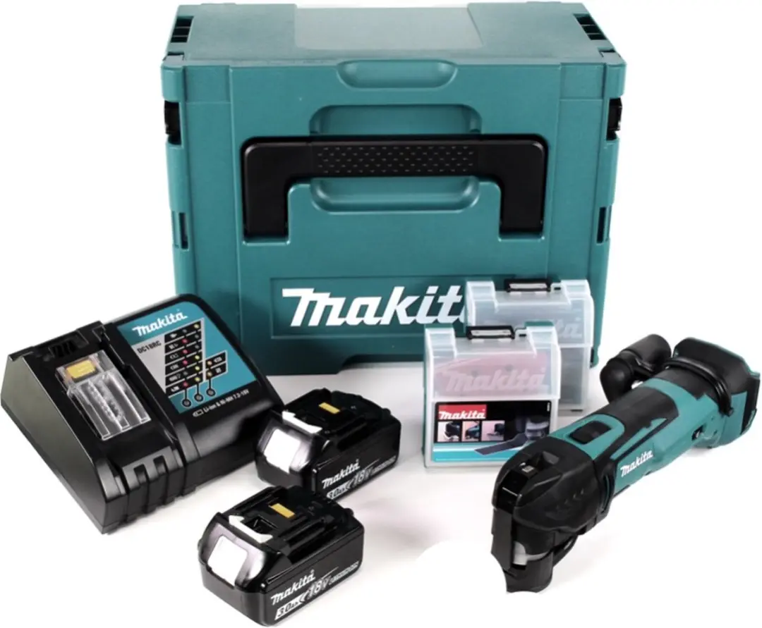 Makita DTM51RFJX2 Multifunctioneel Gereedschap 18V - 2x 3.0Ah Accu + Lader + 39-delige Set