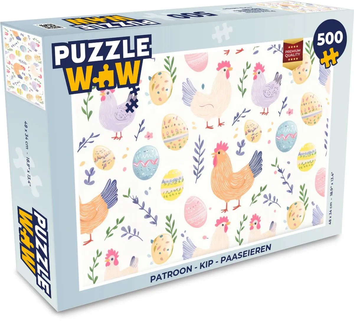 PuzzleWow Kip Paaseieren Legpuzzel 500 Stuks - Pastel - MPN 8721172700858