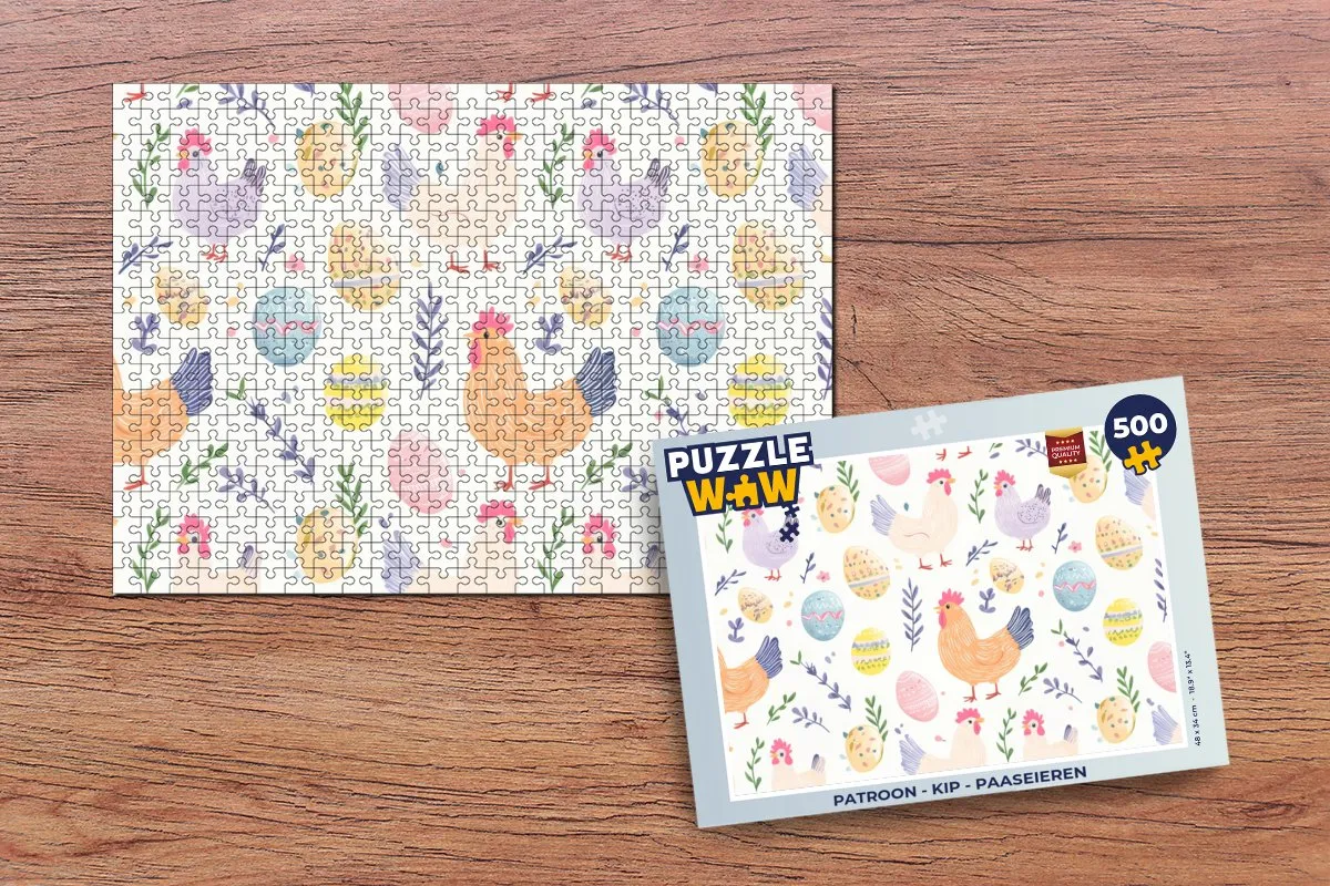 PuzzleWow Kip Paaseieren Legpuzzel 500 Stuks - Pastel - MPN 8721172700858