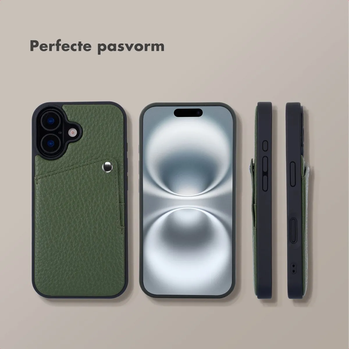 Selencia Hoesje iPhone 16 Sage Green - 2 Pashouders
