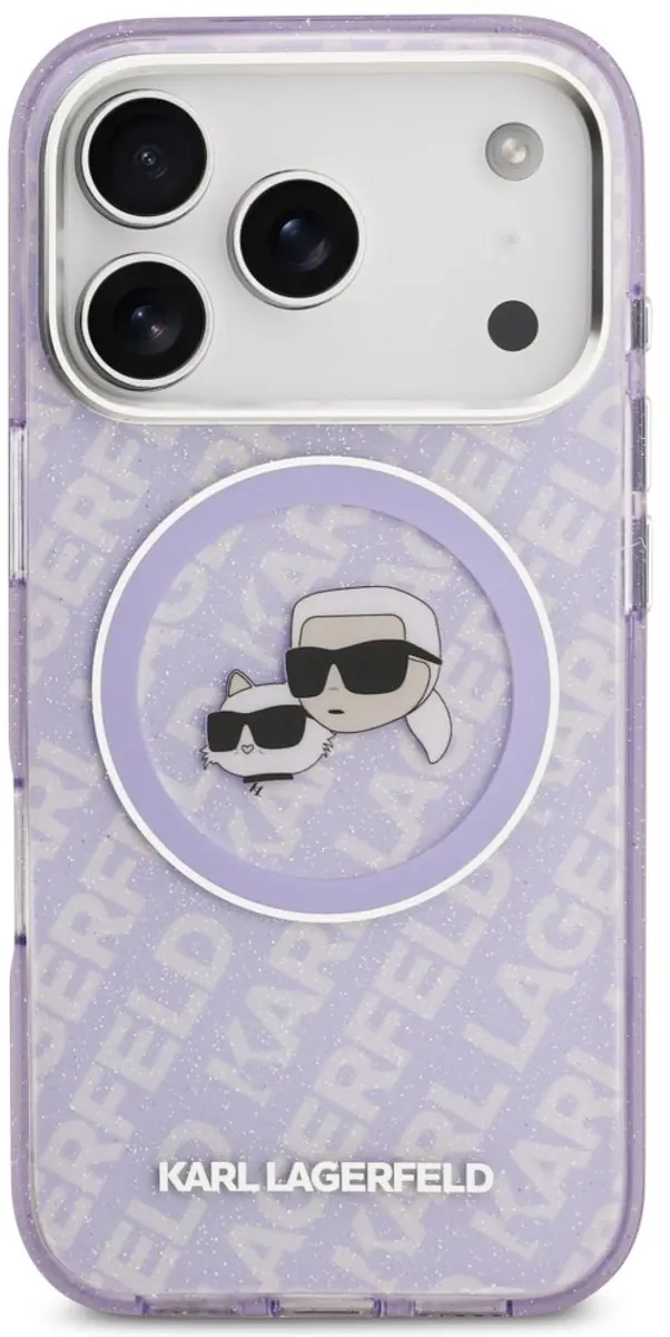Karl Lagerfeld Case IML Glitter Karl & Choupette - Zwart