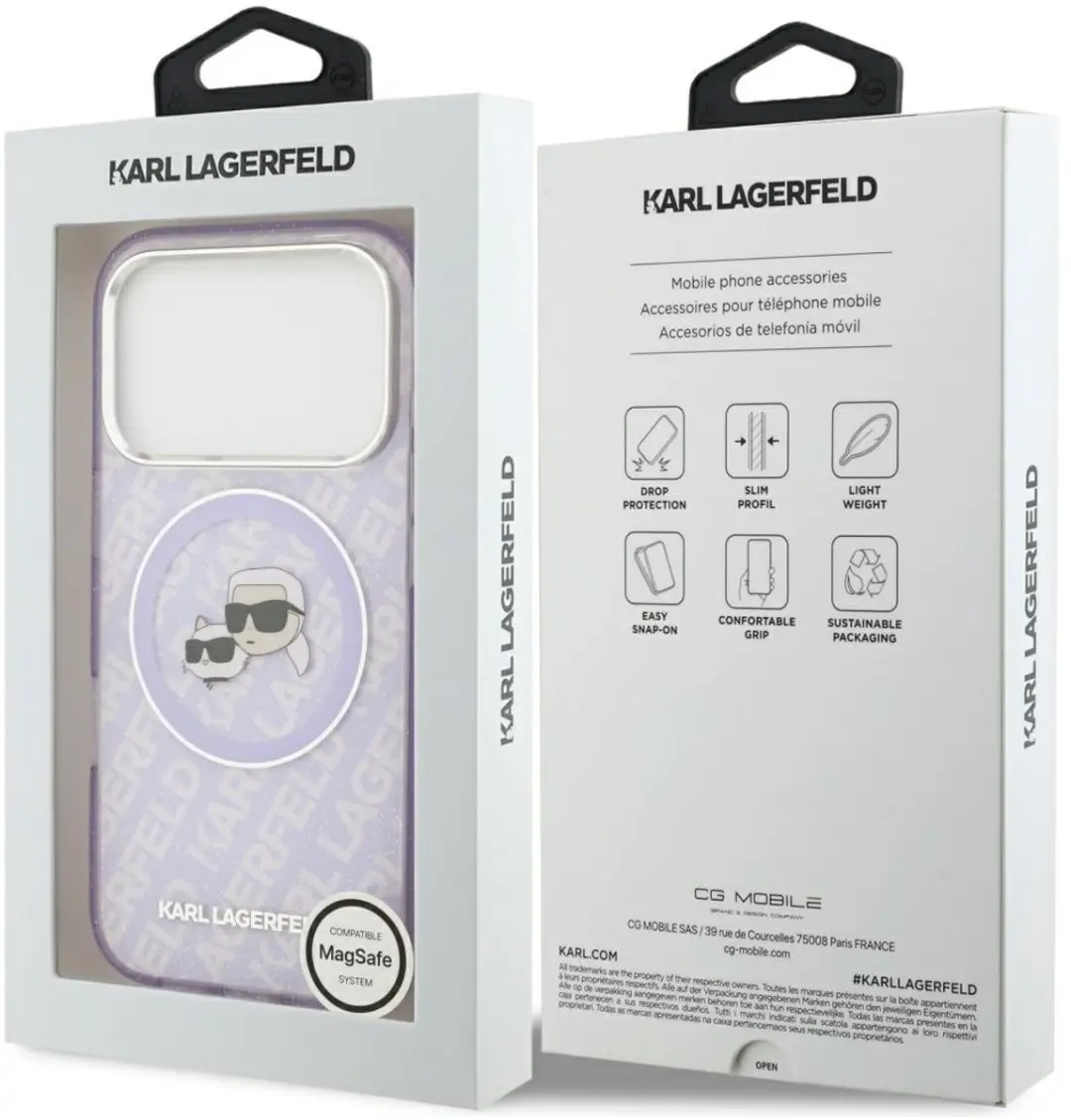 Karl Lagerfeld Case IML Glitter Karl & Choupette - MagSafe - Zwart