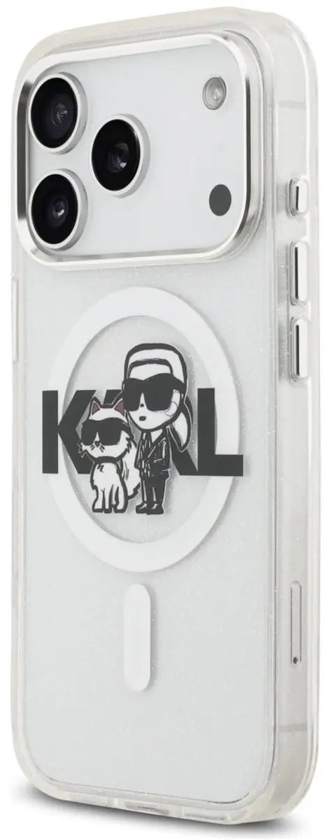 Karl Lagerfeld Glitter Logo MagSafe Hoesje - Zwart