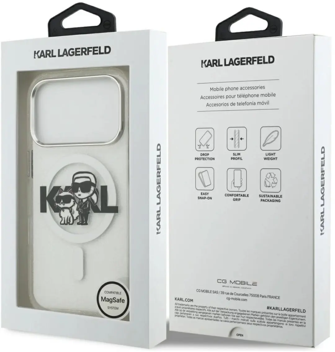 Karl Lagerfeld Glitter Logo MagSafe Hoesje - Zwart