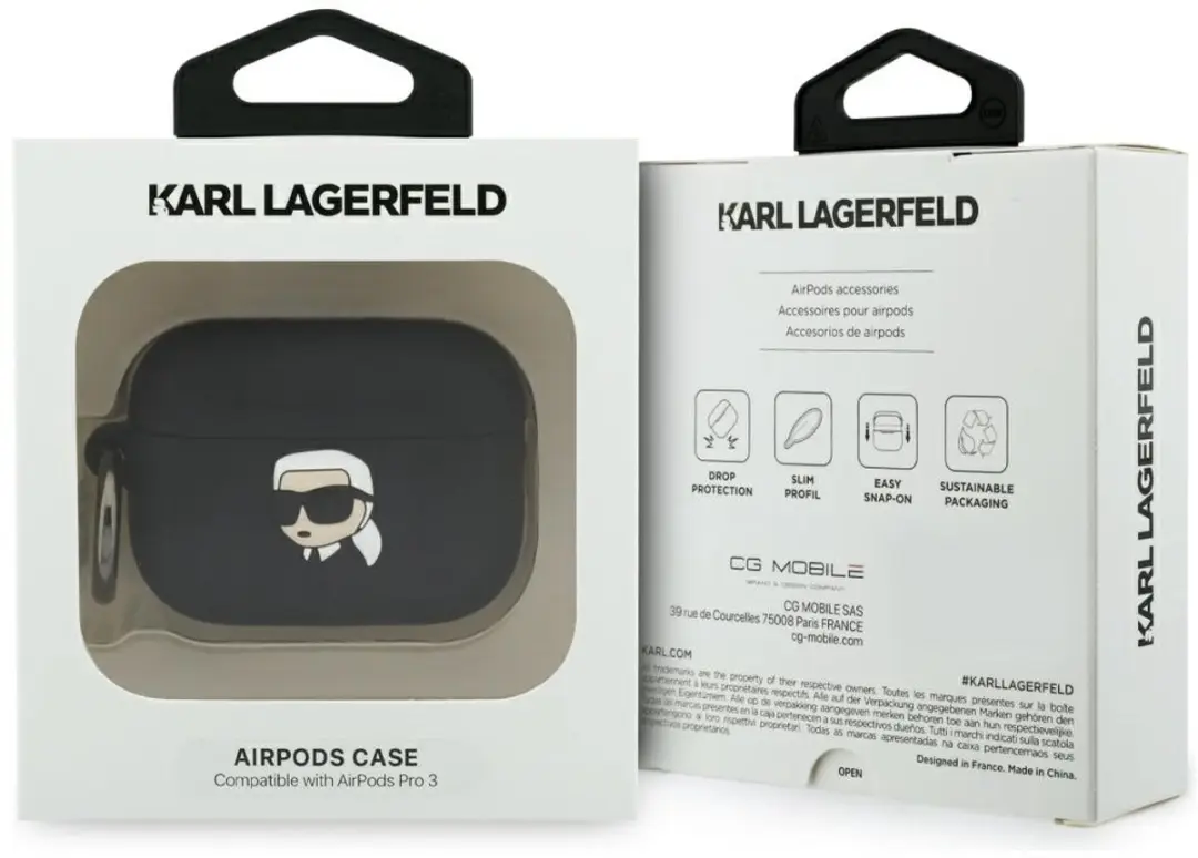 Karl Lagerfeld Siliconen Hoesje 3D AirPods Pro 3 - Transparent
