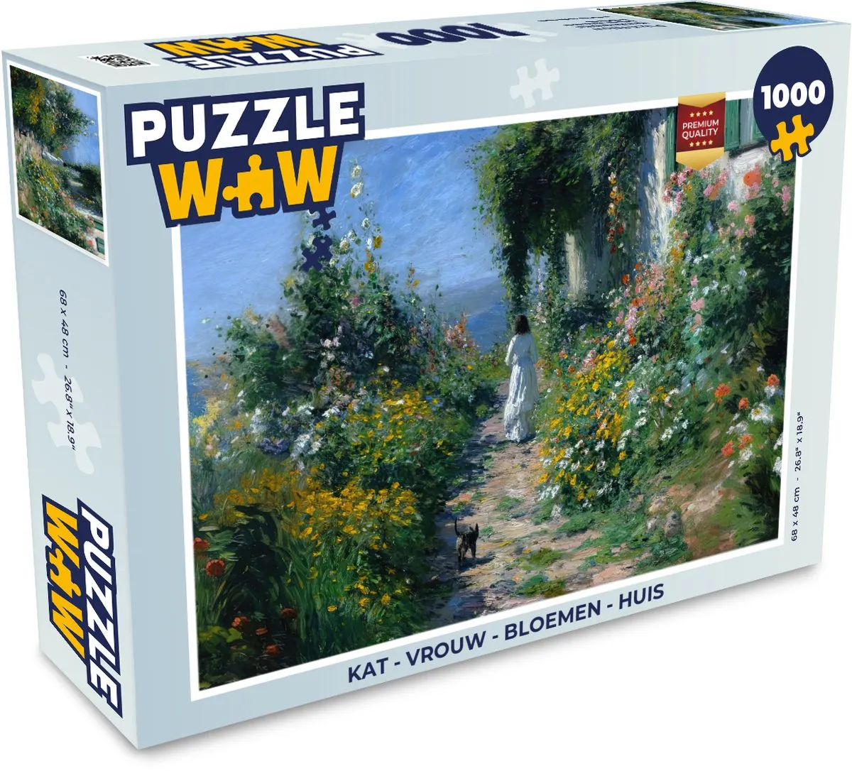 PuzzleWow Kat Vrouw Bloemen Legpuzzel 1000 Stuks