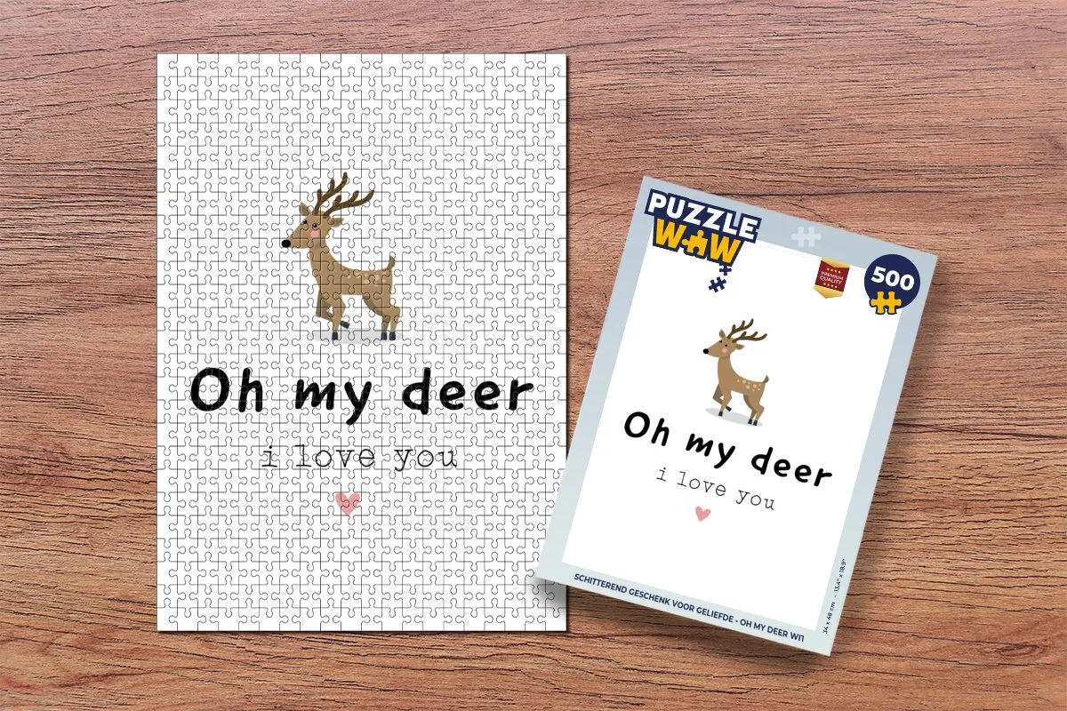 PuzzleWow Quotes Oh my deer I love you Legpuzzel 500 Stuks - Multicolor