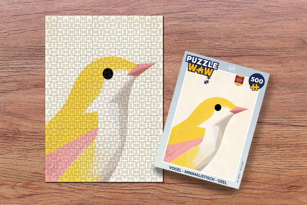 PuzzleWow Minimalistische Vogel Legpuzzel 500 Stuks - Geel