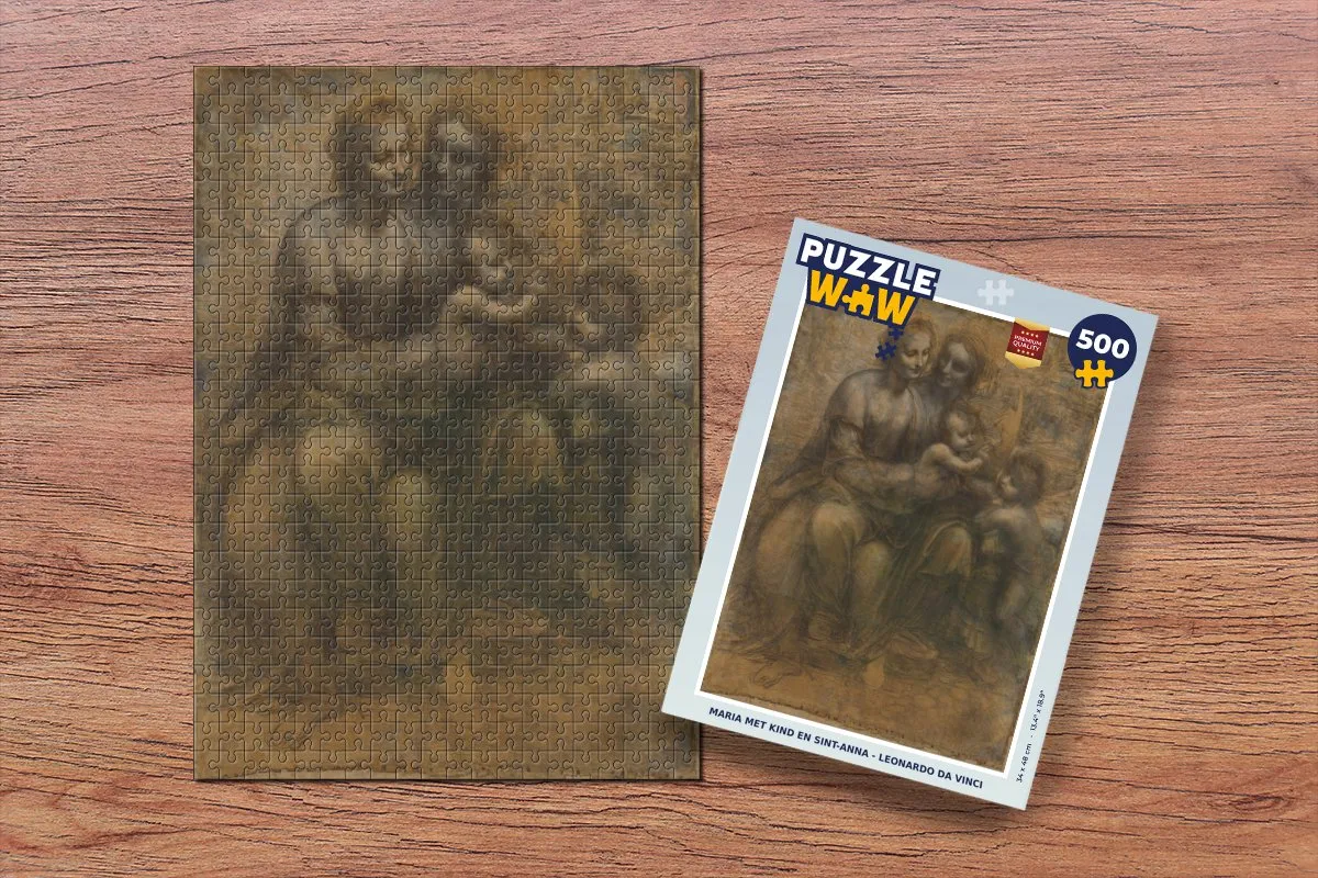 PuzzleWow Leonardo da Vinci Maria met kind en Sint-Anna Legpuzzel 500 Stuks - Multicolor