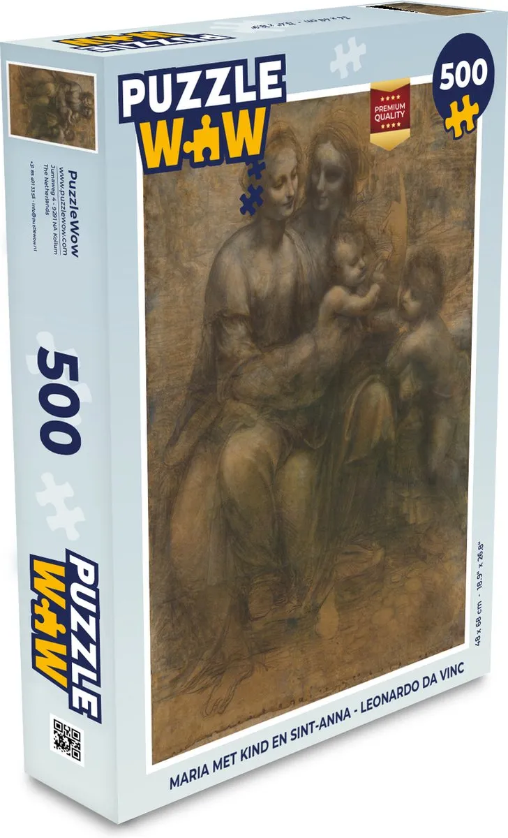 PuzzleWow Leonardo da Vinci Maria met kind en Sint-Anna Legpuzzel 500 Stuks - Multicolor