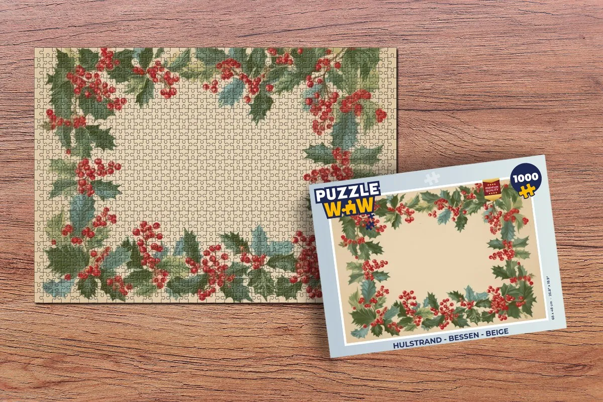 PuzzleWow Hulstrand Bessen Beige Puzzel 1000 Stuks