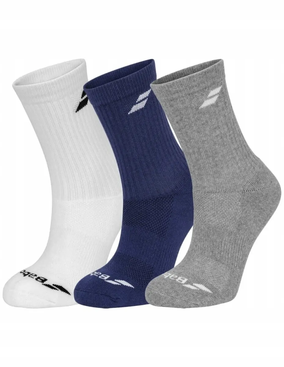 Babolat Junior Sokken 3-Pack Wit/Blauw/Grijs Maat 31-34