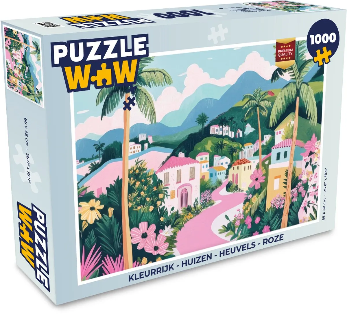 PuzzleWow Kleurrijk Huizen Heuvels Legpuzzel 1000 Stuks