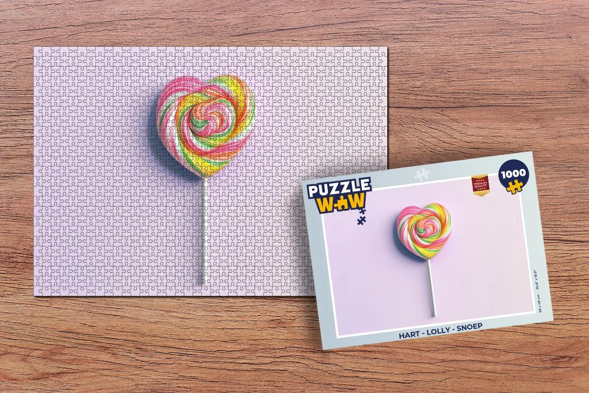 PuzzleWow Hartjeslolly Legpuzzel 1000 Stuks - Roze