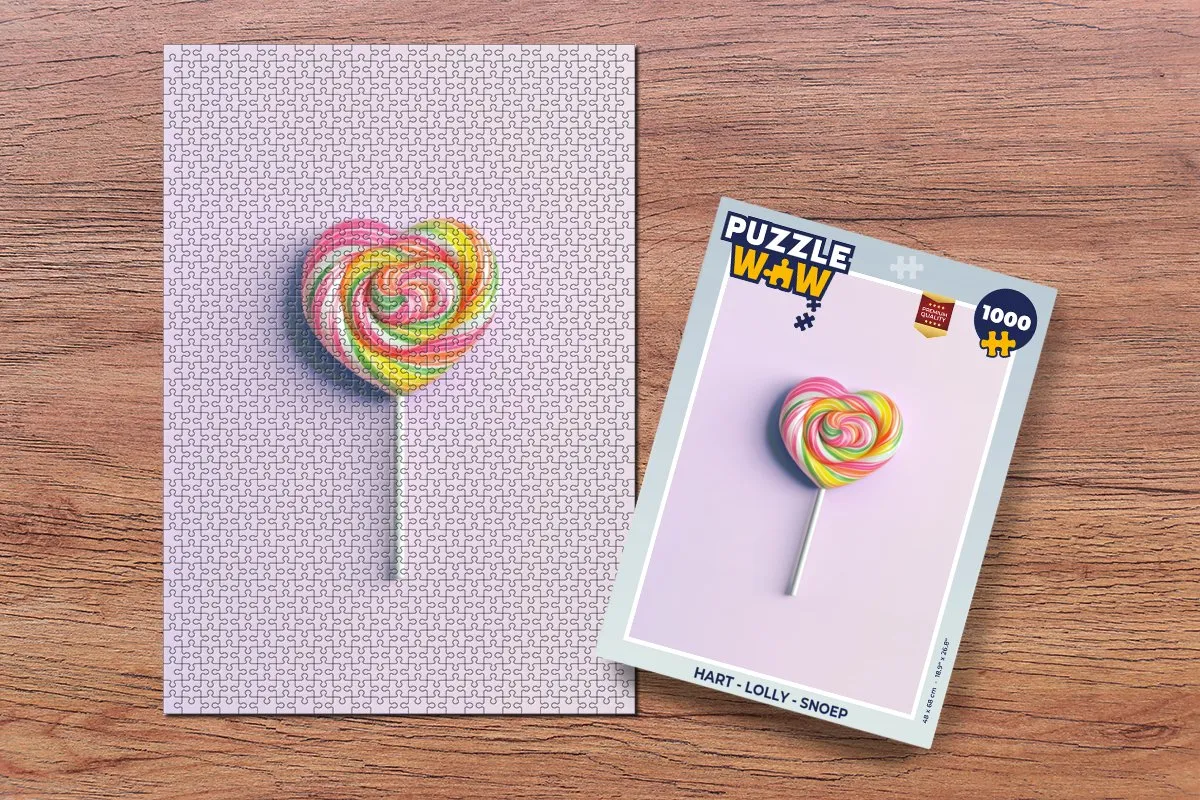 PuzzleWow Hartjeslolly Legpuzzel 1000 Stuks - Roze