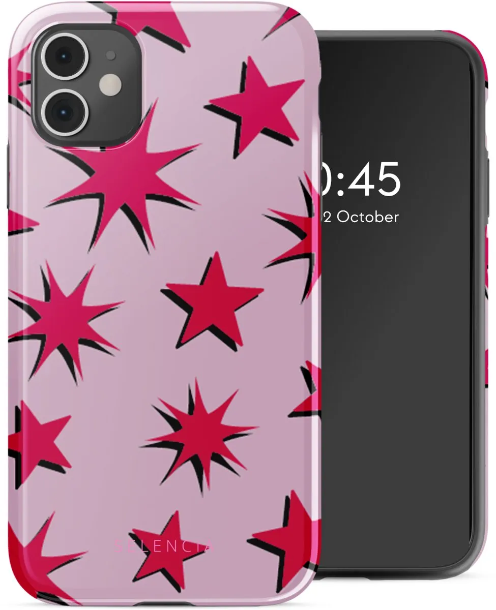 Selencia Hoesje iPhone 11 Stars Rubine Red Light Pink