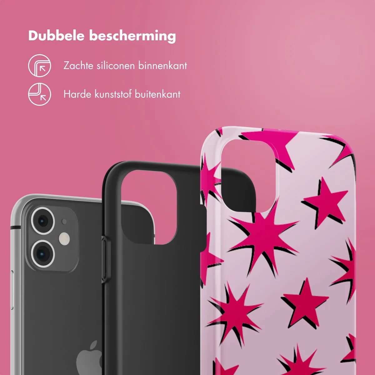 Selencia Hoesje iPhone 11 Stars Rubine Red Light Pink