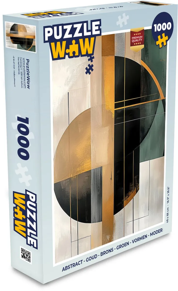 PuzzleWow Abstract Legpuzzel 1000 Stuks - Goud/Brons/Grijs