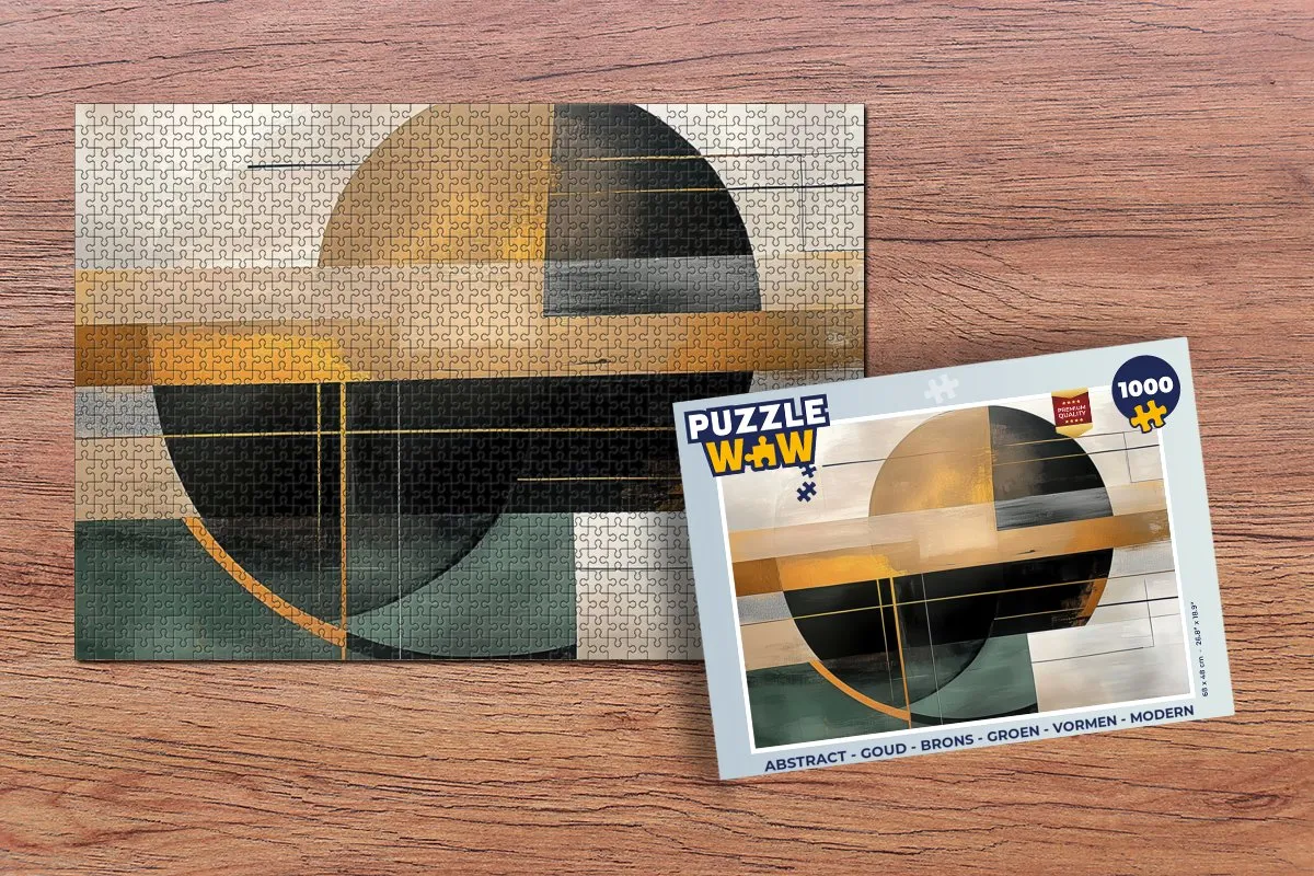 PuzzleWow Abstract Legpuzzel 1000 Stuks - Goud/Brons/Grijs
