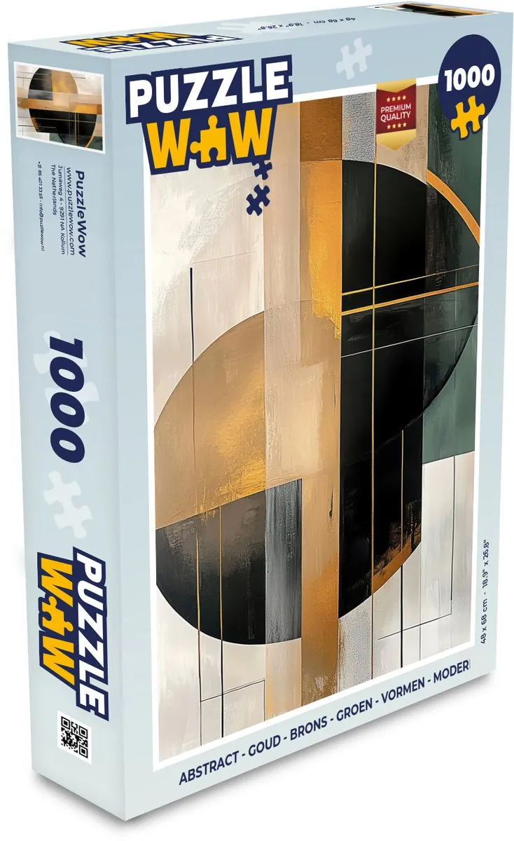 PuzzleWow Abstract Legpuzzel 1000 Stuks - Goud/Brons/Grijs