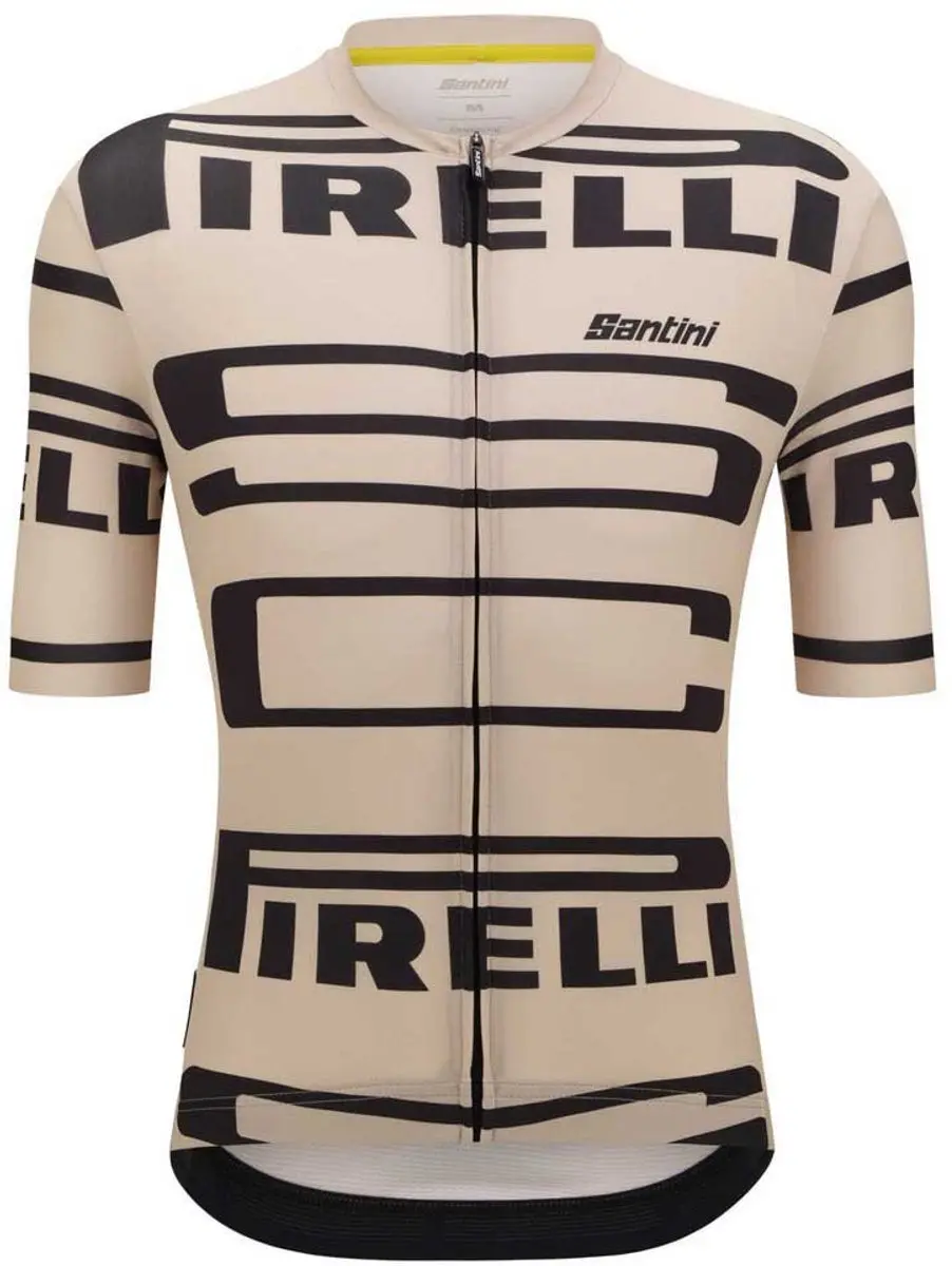 Santini Pirelli Korte Mouw Wielertrui Beige XL