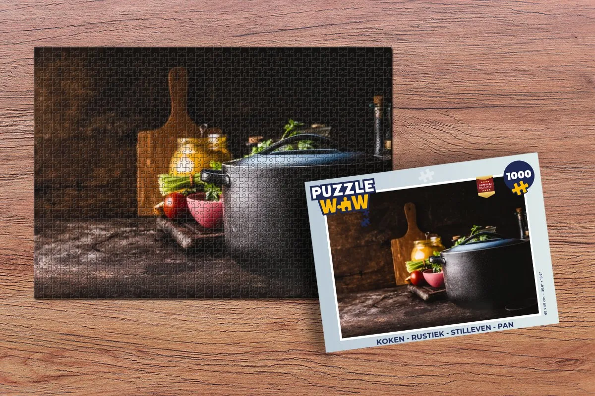 PuzzleWow Rustiek Stilleven Pan Groente Legpuzzel 1000 Stuks - Multicolor