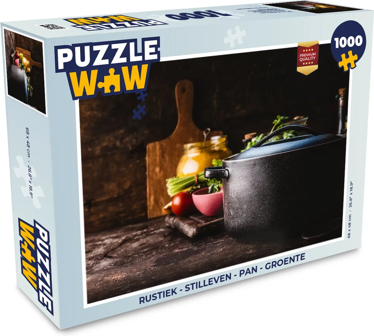 PuzzleWow Rustiek Stilleven Pan Groente Legpuzzel 1000 Stuks - Multicolor