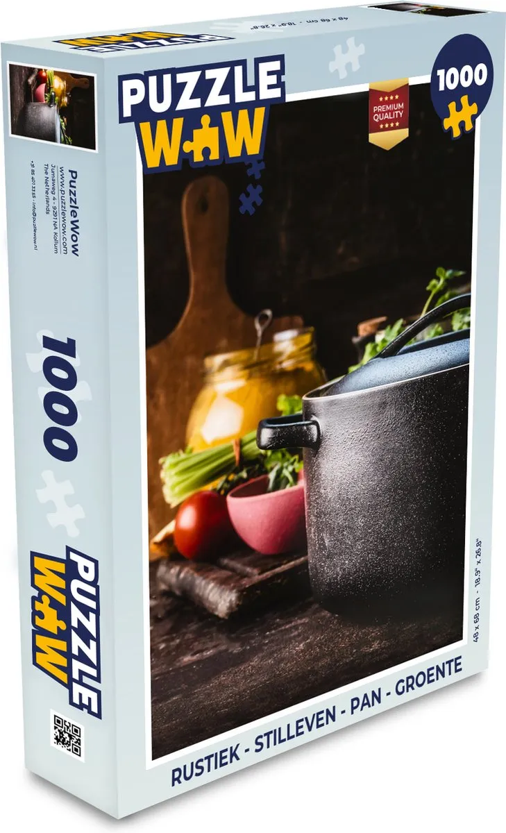 PuzzleWow Rustiek Stilleven Pan Groente Legpuzzel 1000 Stuks - Multicolor