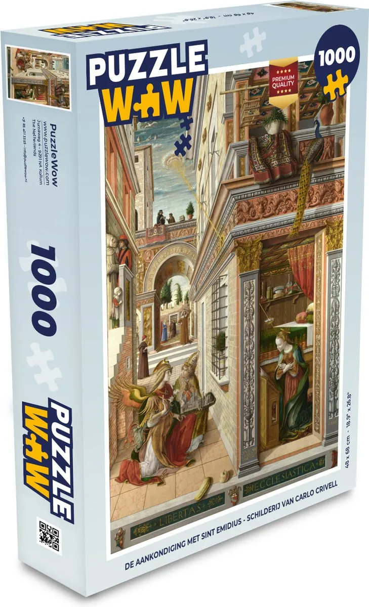 PuzzleWow De Aankondiging met Sint Emidius Carlo Crivelli Legpuzzel 1000 Stuks