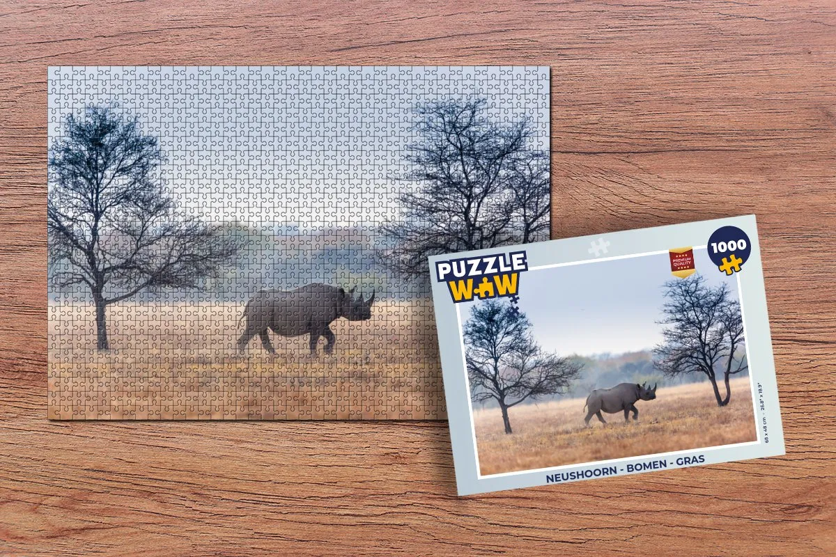 PuzzleWow Neushoorn Legpuzzel 1000 Stuks - Multicolor