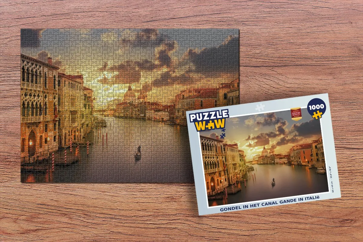 PuzzleWow Italië Gondel Canal Grande Legpuzzel 1000 Stuks - Multicolor
