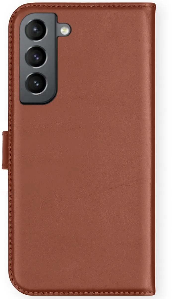 Selencia Hoesje Samsung Galaxy S21 FE - Echt Lederen Bookcase Lichtbruin