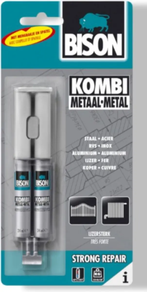 Bison Kombi Metaal Epoxylijm 24ml - Incl. mengbak & spatel