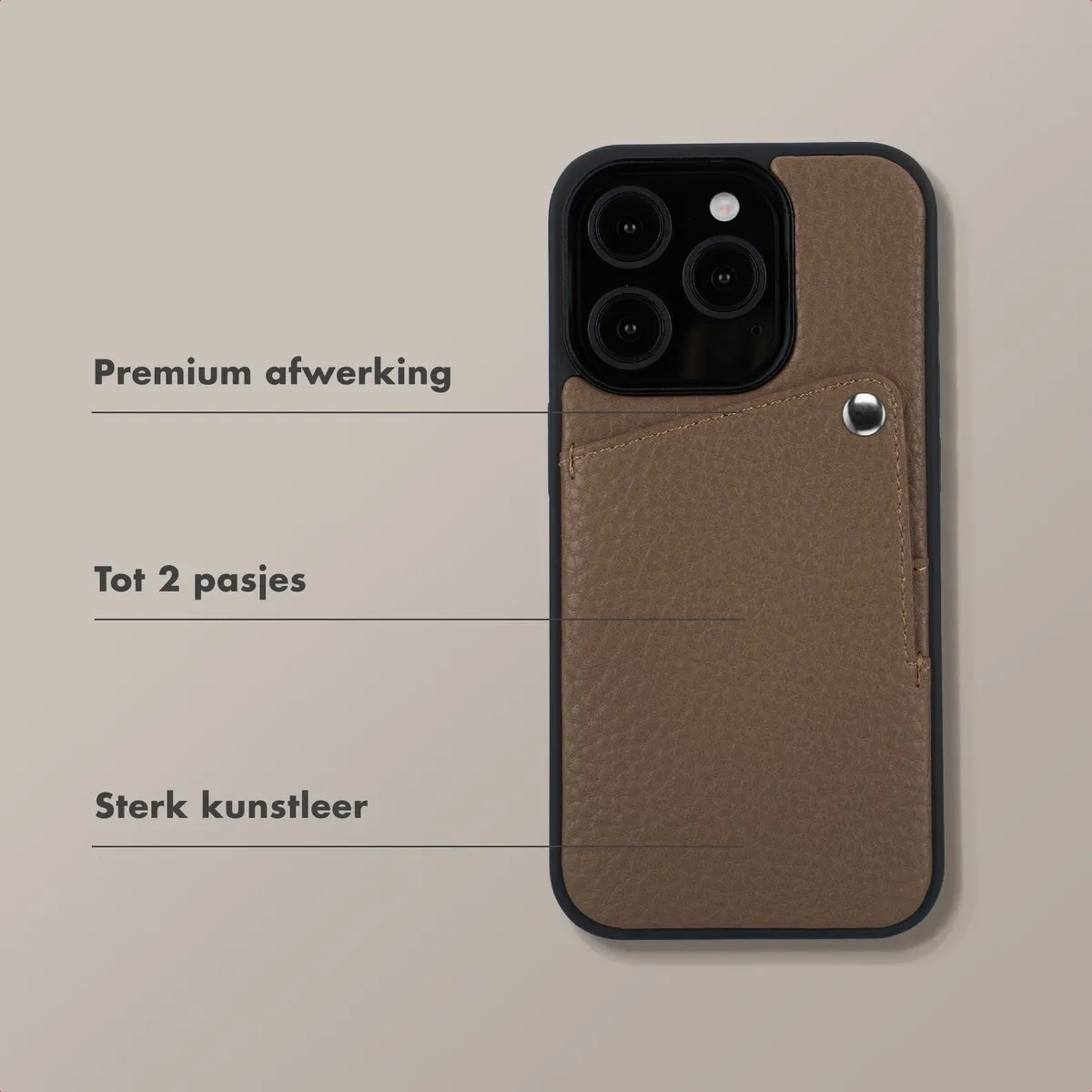 Selencia Hoesje iPhone 15 Pro - Backcover Pashouder - Mocha Brown