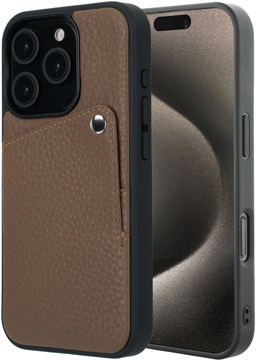 Selencia Hoesje iPhone 15 Pro - Backcover Pashouder - Mocha Brown
