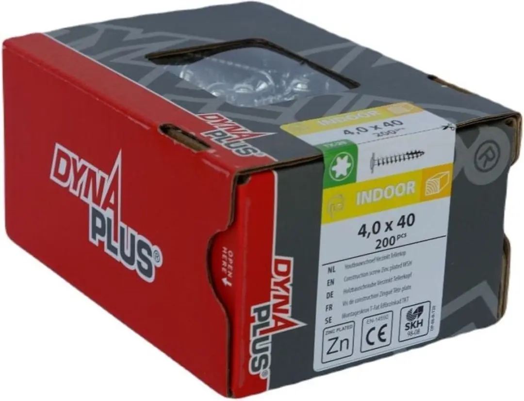 Dynaplus Tellerkopschroef TX20 4x40mm - 200 Stuks - Verzinkt