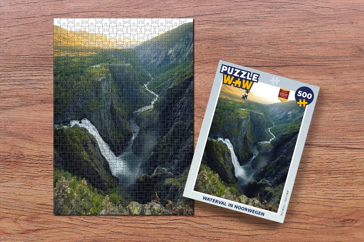 PuzzleWow Waterval in Noorwegen Legpuzzel 500 Stuks - Multicolor