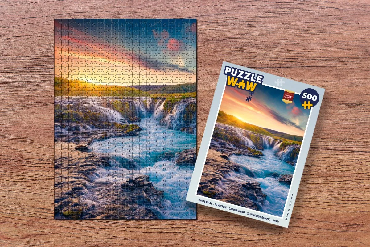 PuzzleWow Waterval Landschap Legpuzzel 500 Stuks - Multicolor