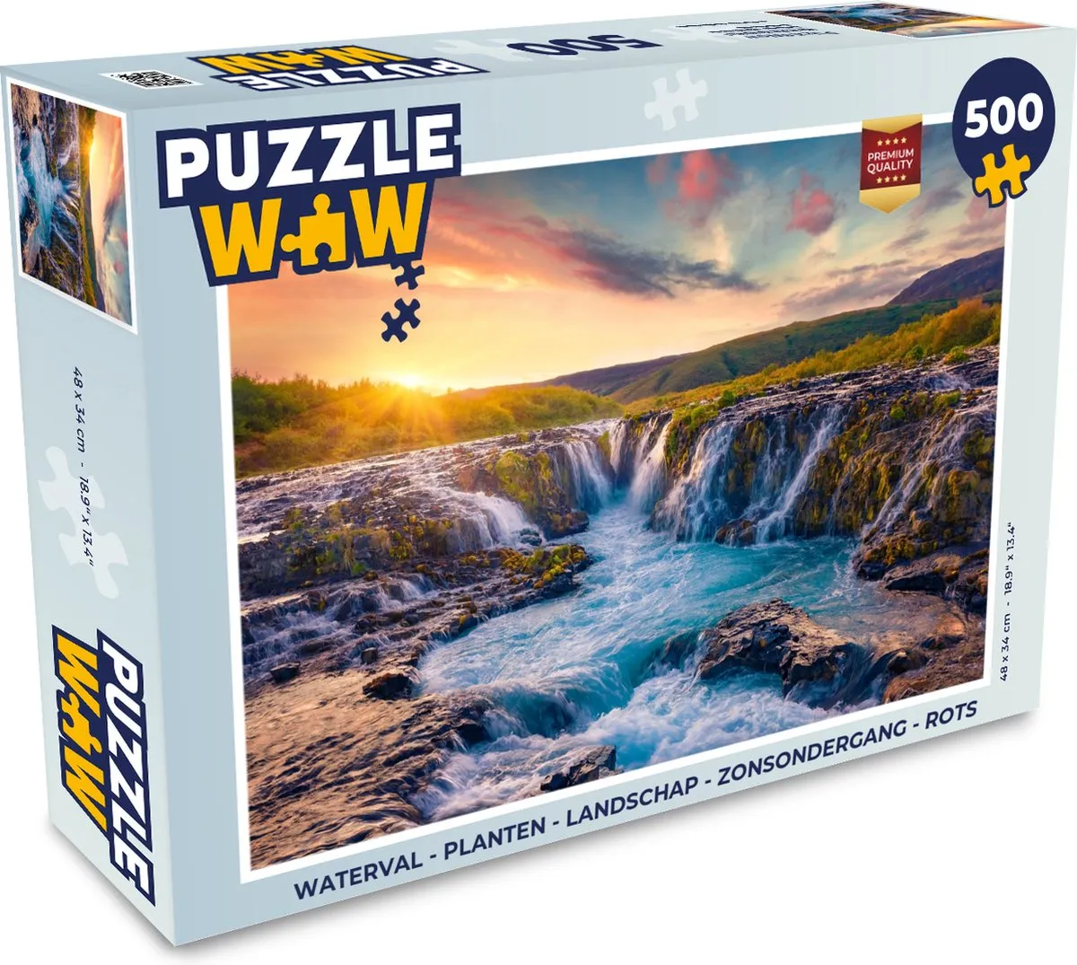 PuzzleWow Waterval Landschap Legpuzzel 500 Stuks