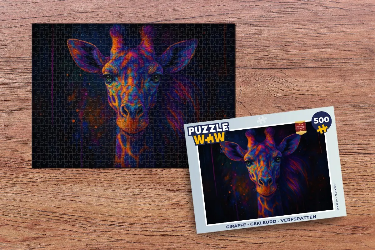 PuzzleWow Giraffe Legpuzzel 500 Stuks - 8721414233489