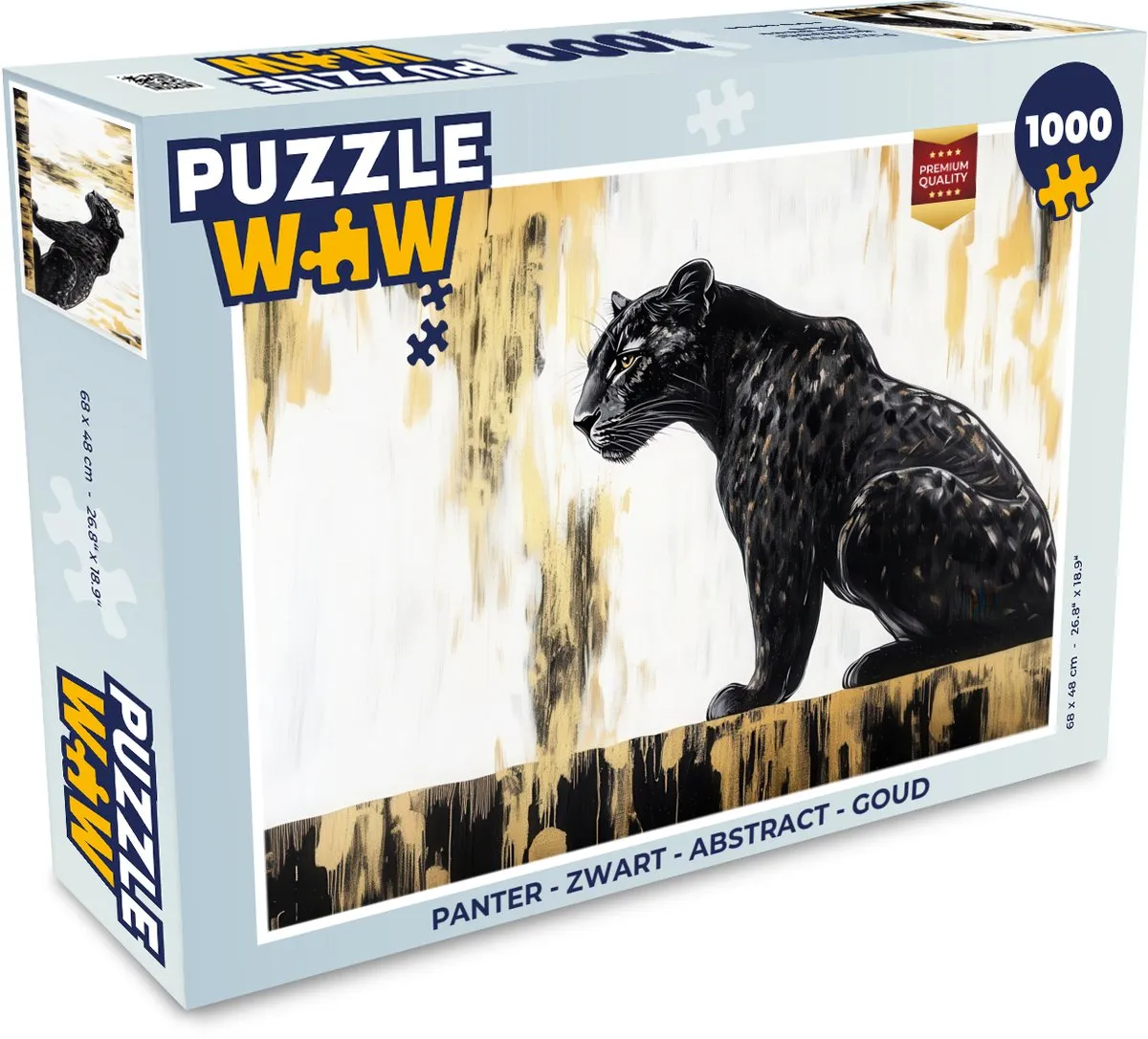 Puzzel Panter - Zwart - Abstract - Goud - Legpuzzel - Puzzel 1000 stukjes volwassenen
