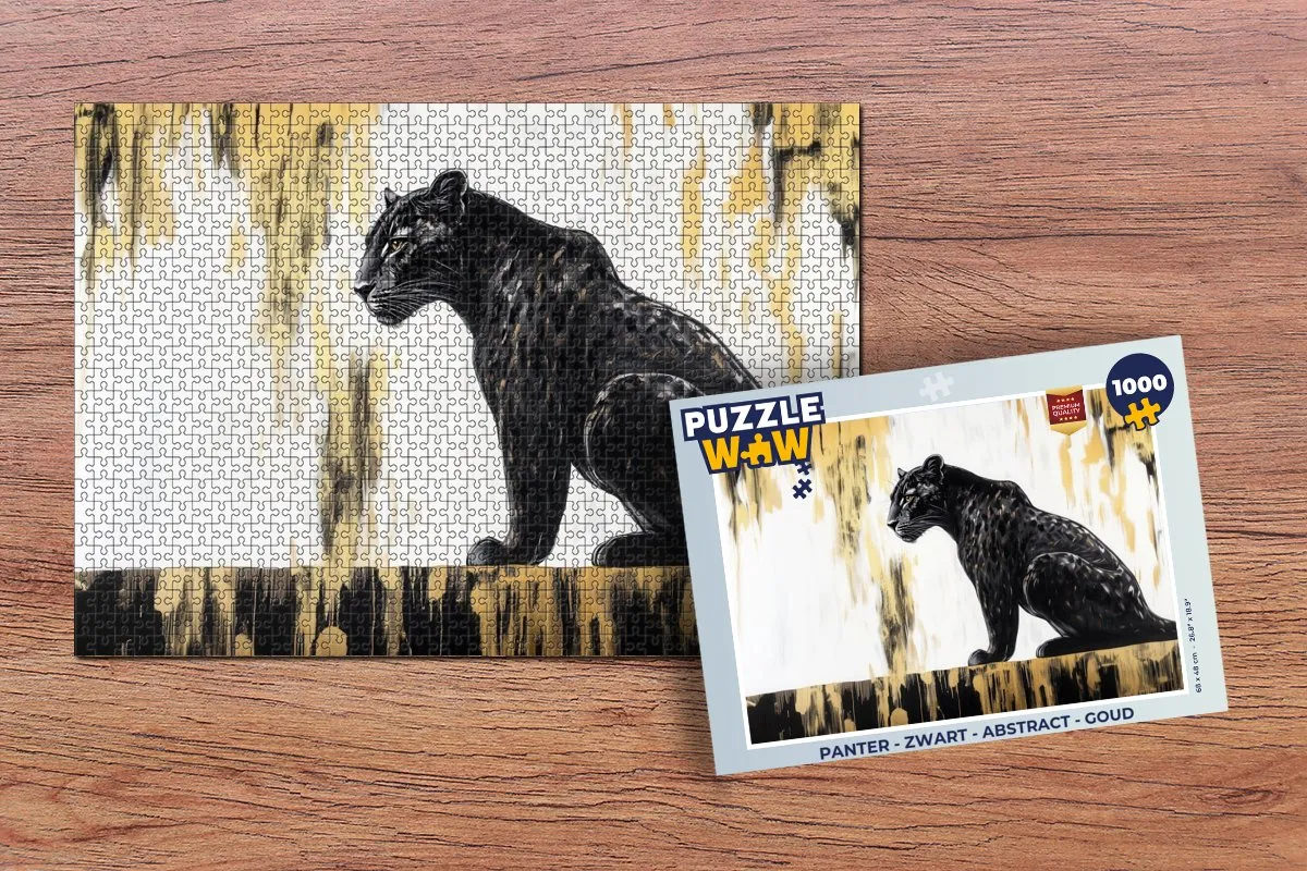 Puzzel Panter - Zwart - Abstract - Goud - Legpuzzel - Puzzel 1000 stukjes volwassenen