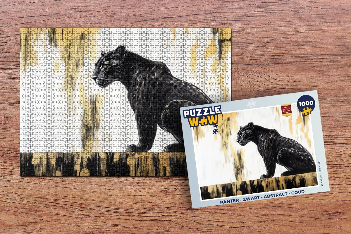 Puzzel Panter - Zwart - Abstract - Goud - Legpuzzel - Puzzel 1000 stukjes volwassenen