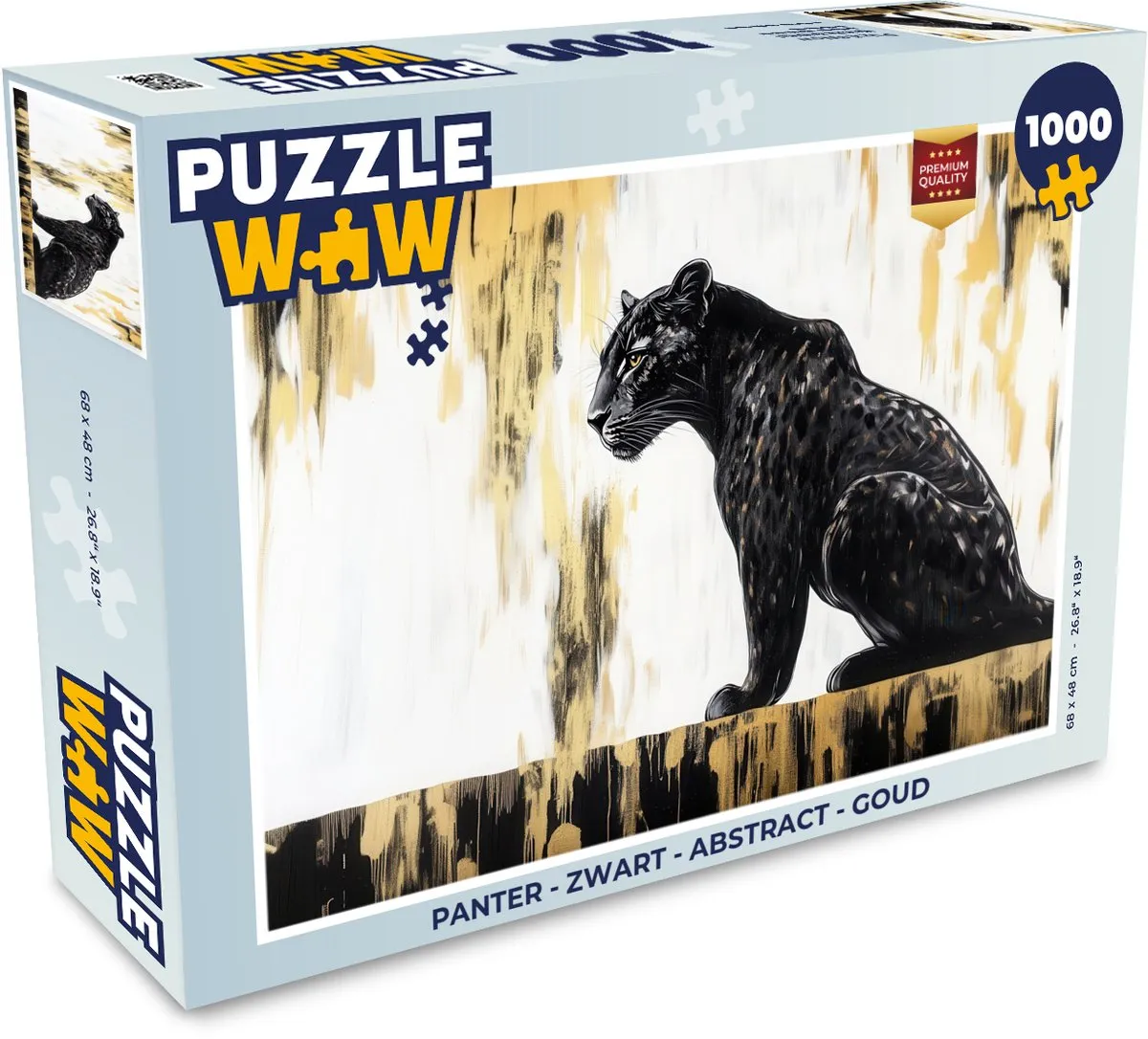 Puzzel Panter - Zwart - Abstract - Goud - Legpuzzel - Puzzel 1000 stukjes volwassenen