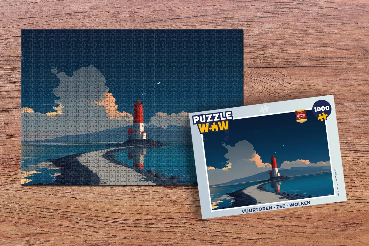 PuzzleWow Vuurtoren Puzzel 1000 Stuks - Zee & Wolken