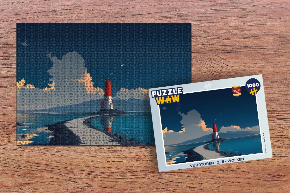 PuzzleWow Vuurtoren Puzzel 1000 Stuks - Zee & Wolken
