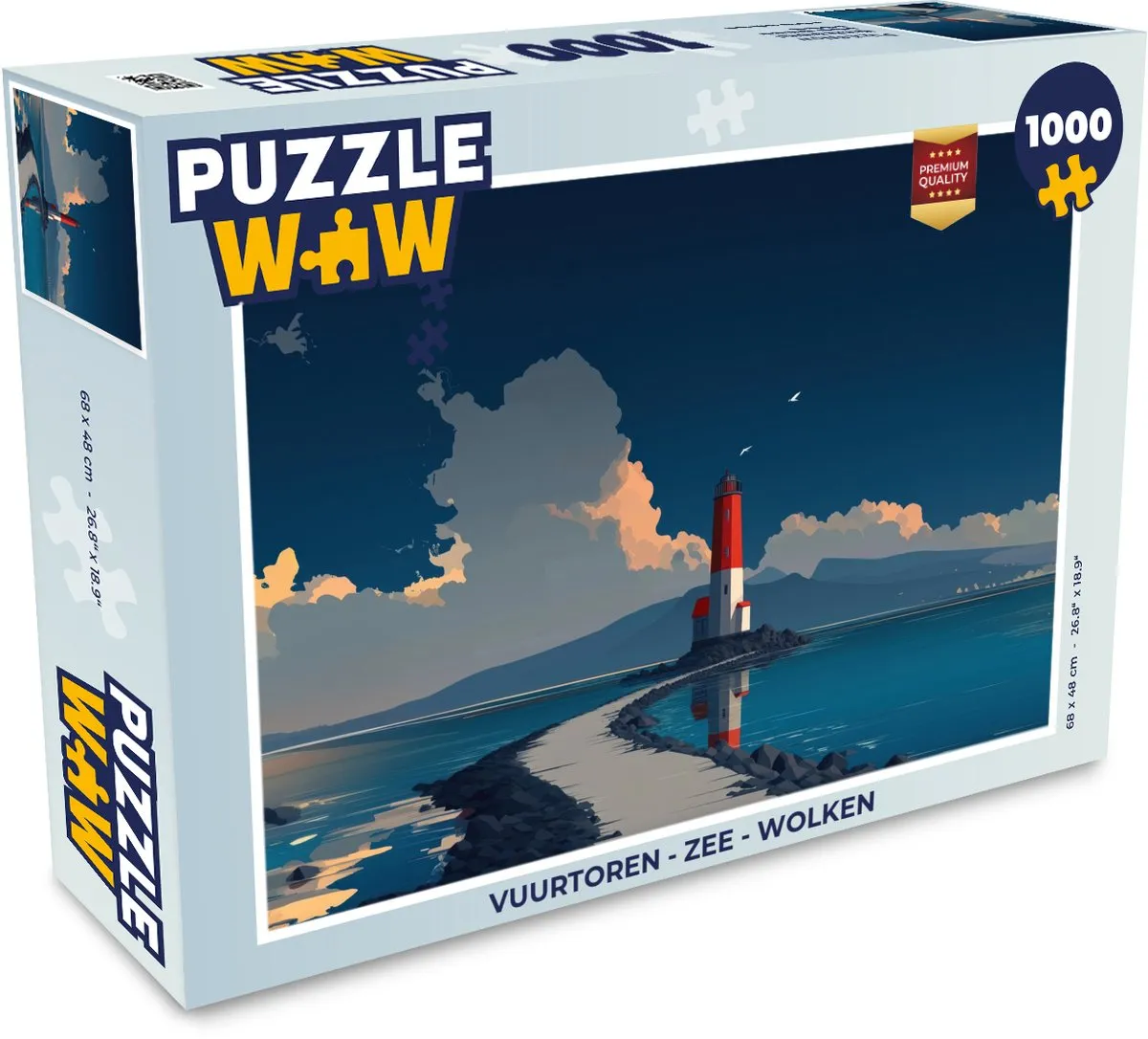 PuzzleWow Vuurtoren Puzzel 1000 Stuks - Zee & Wolken