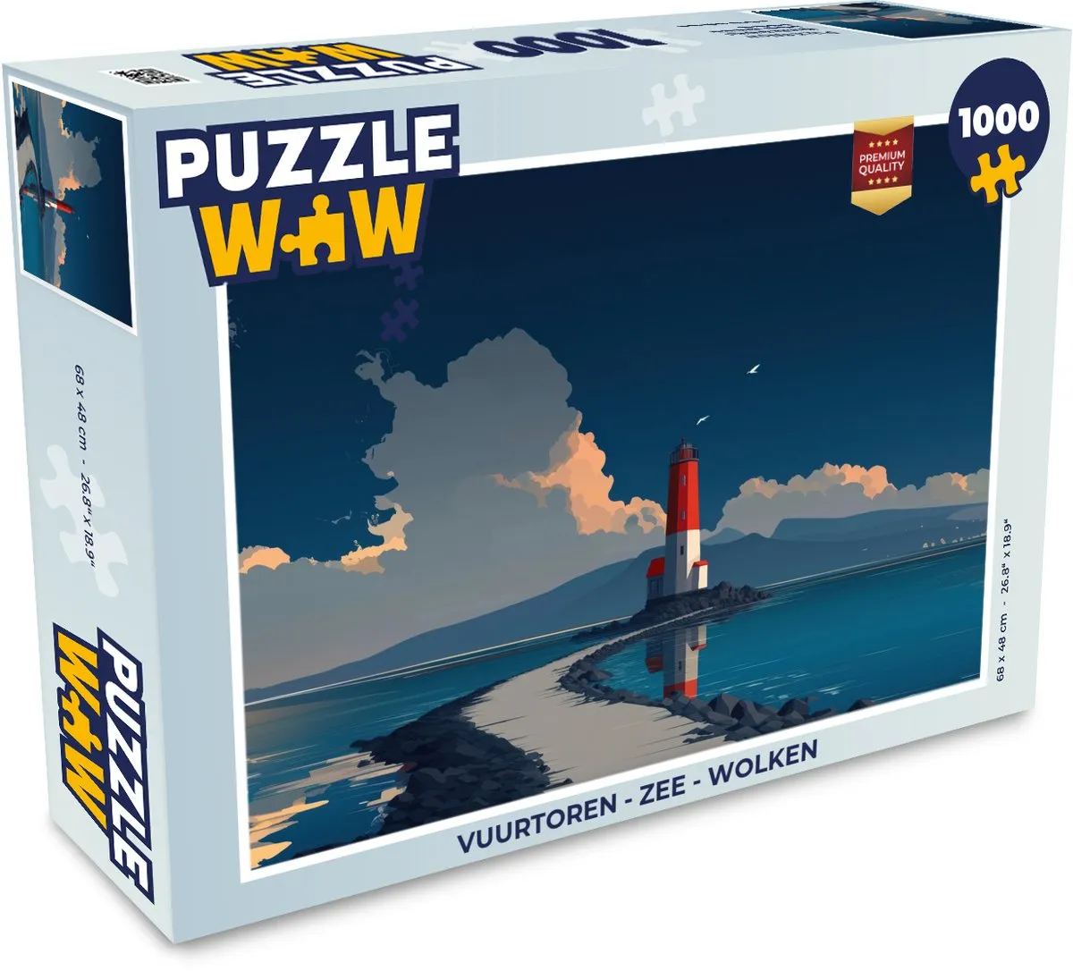 PuzzleWow Vuurtoren Puzzel 1000 Stuks - Zee & Wolken