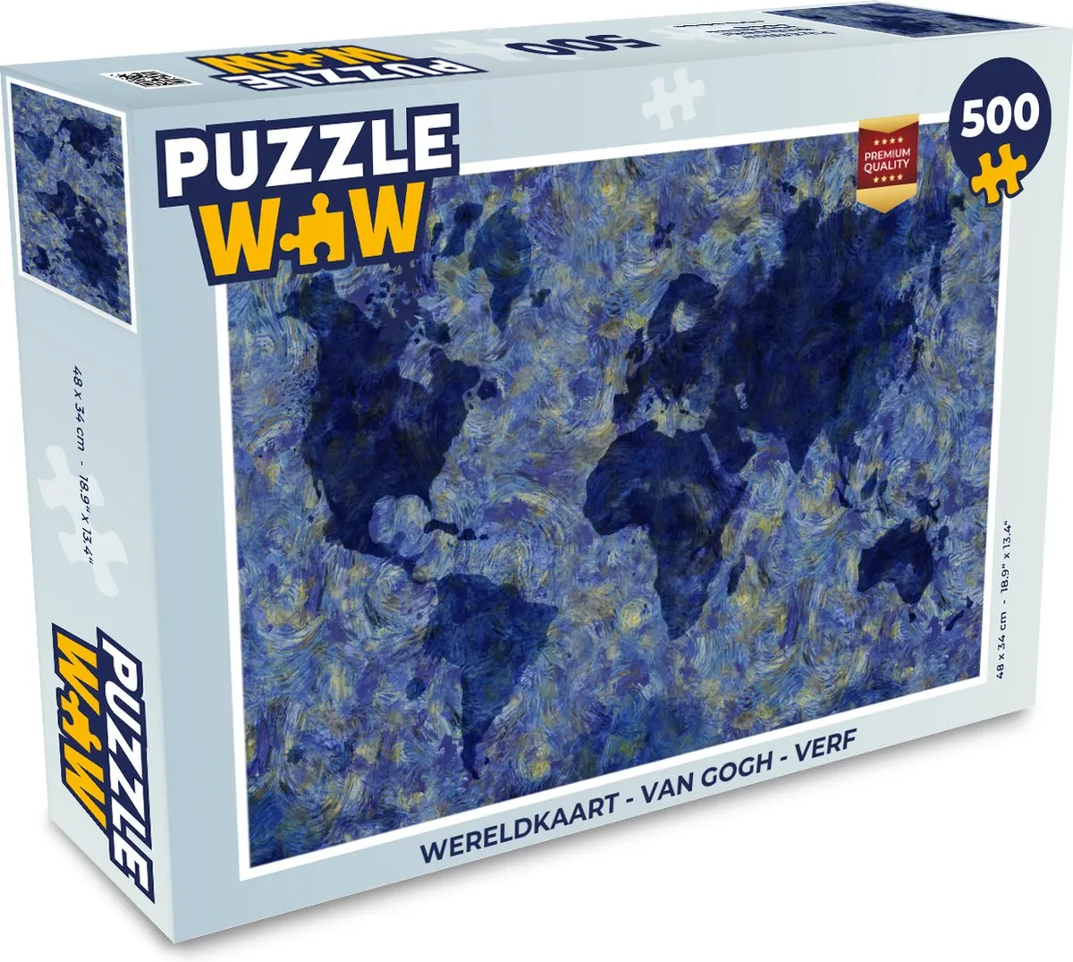 PuzzleWow Wereldkaart Van Gogh Verf Legpuzzel 500 Stuks