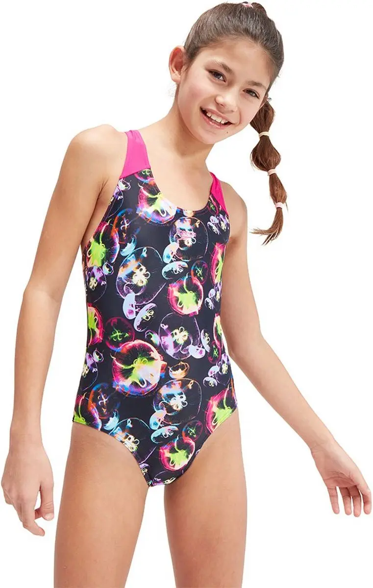 Speedo Allover Splashback Zwempak Zwart 07-08 Years Meisje